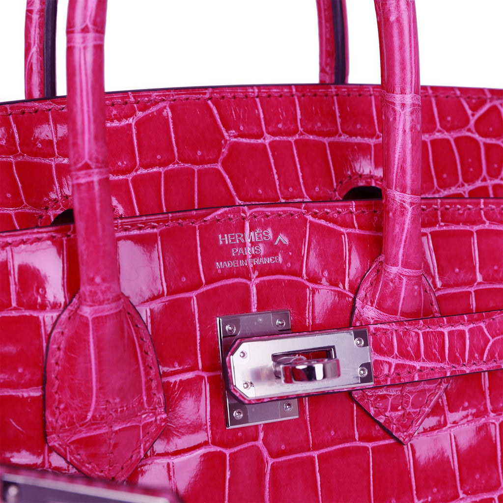 Hermès Rouge H Shiny Porosus Crocodile Birkin 40 PHW