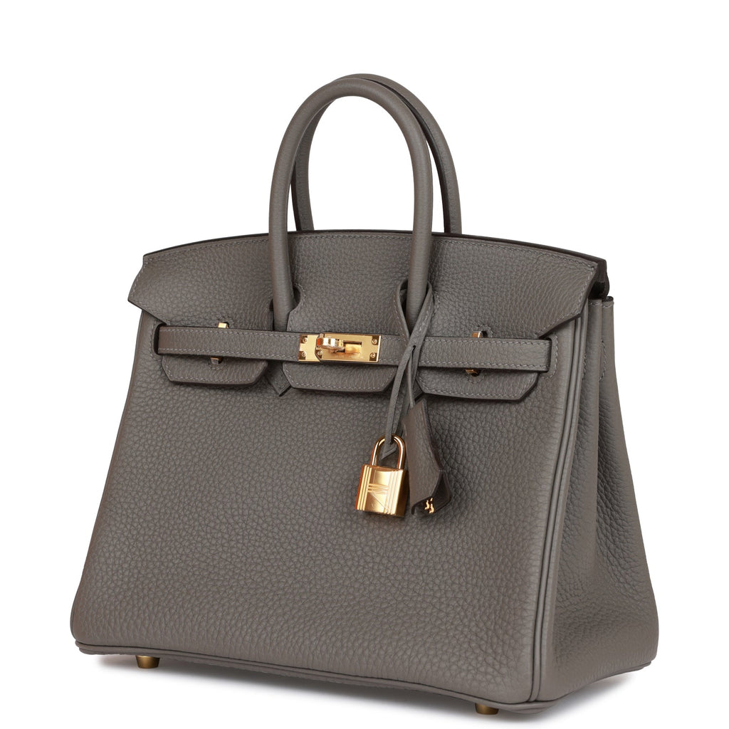 Hermes Gris Meyer Gray Epsom Gold Hardware Sellier Birkin 25 Handbag