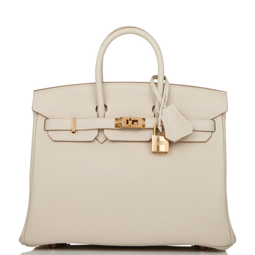 Hermes Birkin 25 Craie Togo Rose Gold Hardware