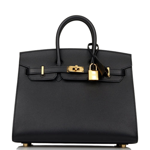 Hermes Birkin Sellier 25 Black Madame Gold Hardware