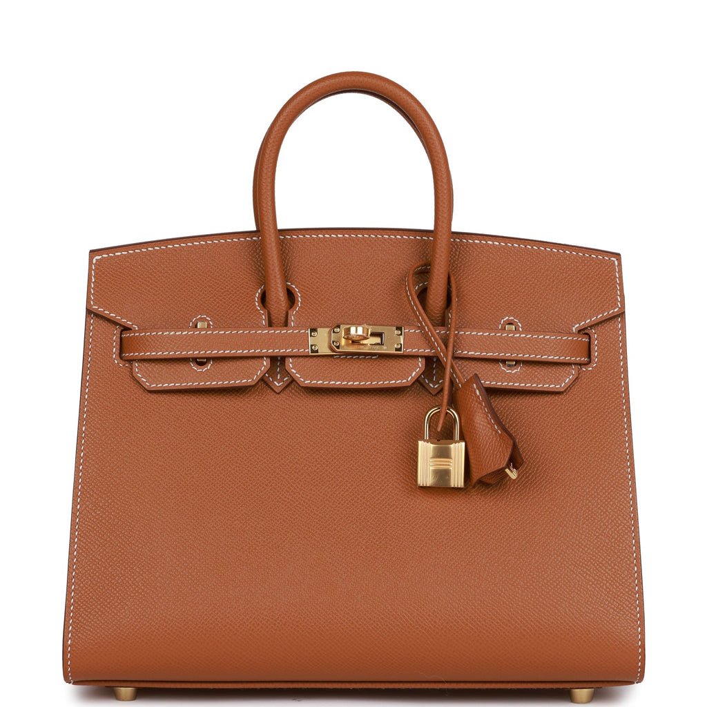Hermes Birkin Sellier 25 Epsom Gold Brown Calfskin Bag With Palladium  Hardware