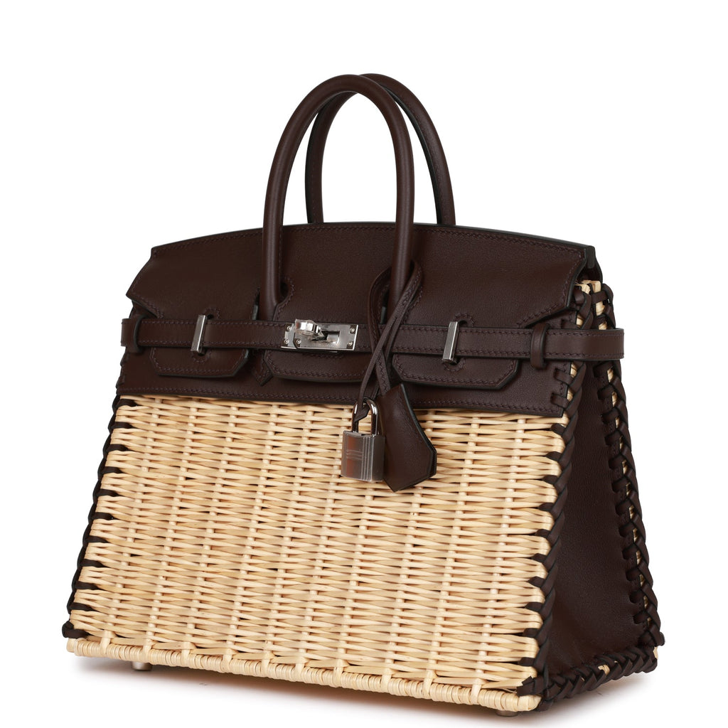 A LIMITED EDITION ROUGE SELLIER SWIFT LEATHER & OSIER PICNIC BIRKIN 25 WITH  PALLADIUM HARDWARE, HERMÈS, 2021