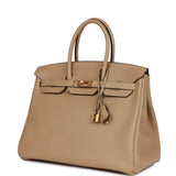 Hermes HSS Birkin 35 Craie and Trench Clemence Brushed Gold Hardware –  Madison Avenue Couture