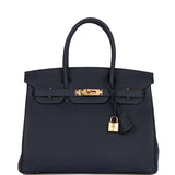Women's Hermes 30cm Birkin Bag Blue Nuit Togo Handbag Sale