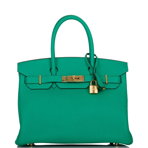 Hermes Birkin 30 Menthe Clemence Gold Hardware