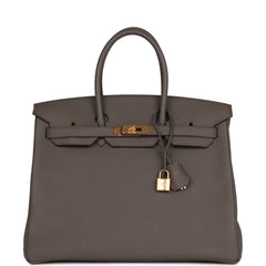 Hermes Birkin 35 Etain Togo Gold Hardware