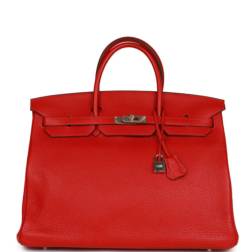 Pre-Owned Hermes Birkin 40 Rouge Casaque Togo Palladium Hardware