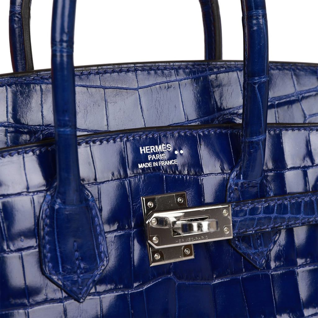 Hermes Birkin 25 Bag Blue Electric Crocodile Vivid Jewel Palladium Har –  Mightychic