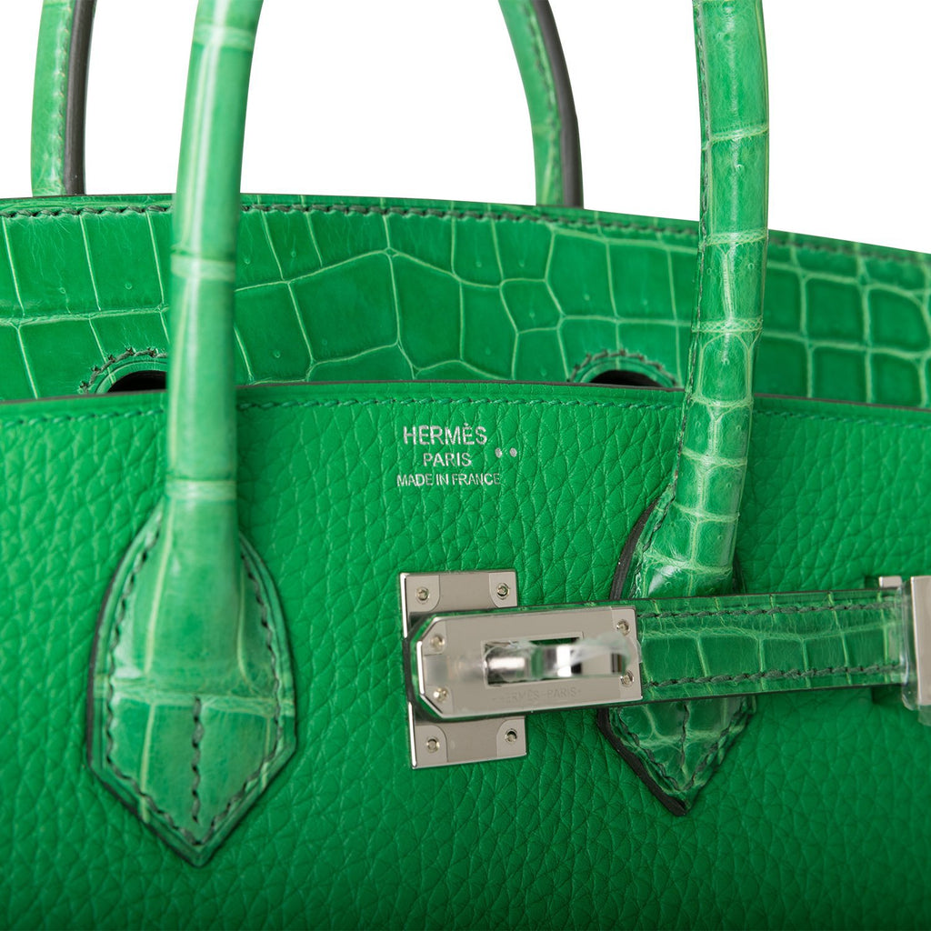 Hermès Birkin 25 Bambou (Bamboo) Green Togo with Palladium Hardware 