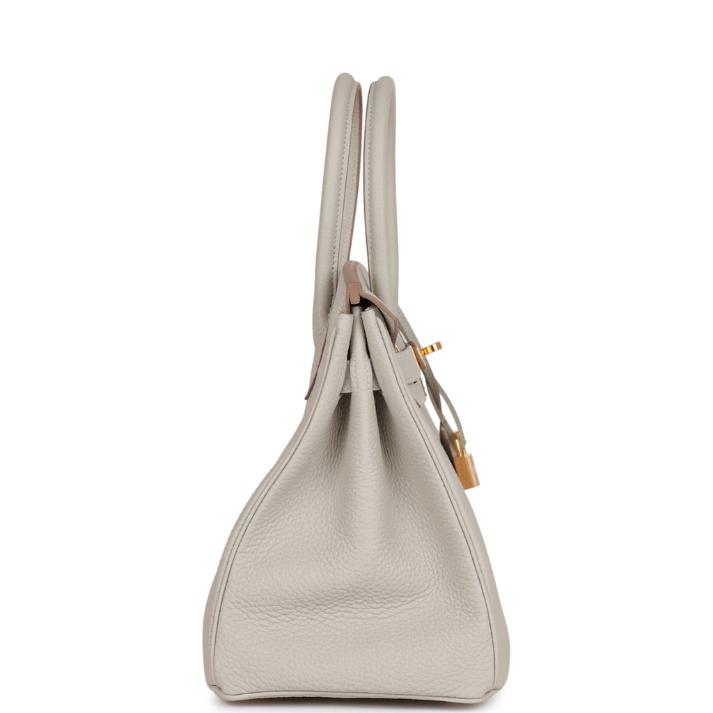 Hermes Birkin 30cm Gris Perle Togo Bag Gold Hardware Pearl Gray