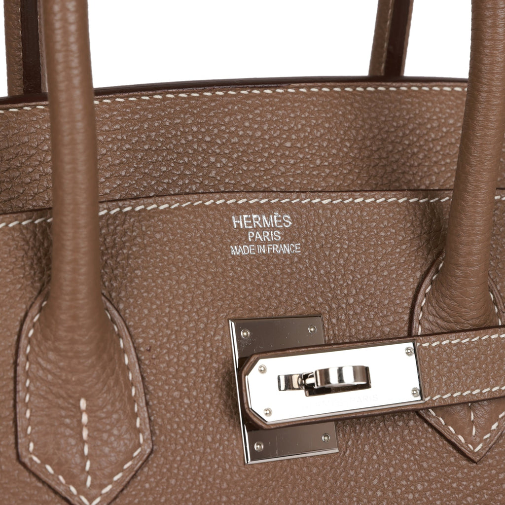 Hermès Etoupe Togo Leather Palladium Hardware Birkin 35 Bag Hermes