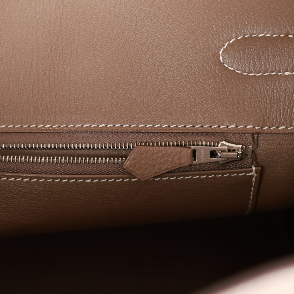 Hermès Etoupe Togo Leather Palladium Hardware Birkin 35 Bag Hermes