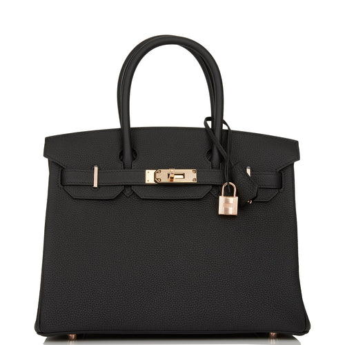 Hermes Birkin 30 Black Togo Rose Gold Hardware