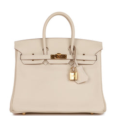 Pre-owned Hermes Birkin 25 Craie Swift Gold Hardware