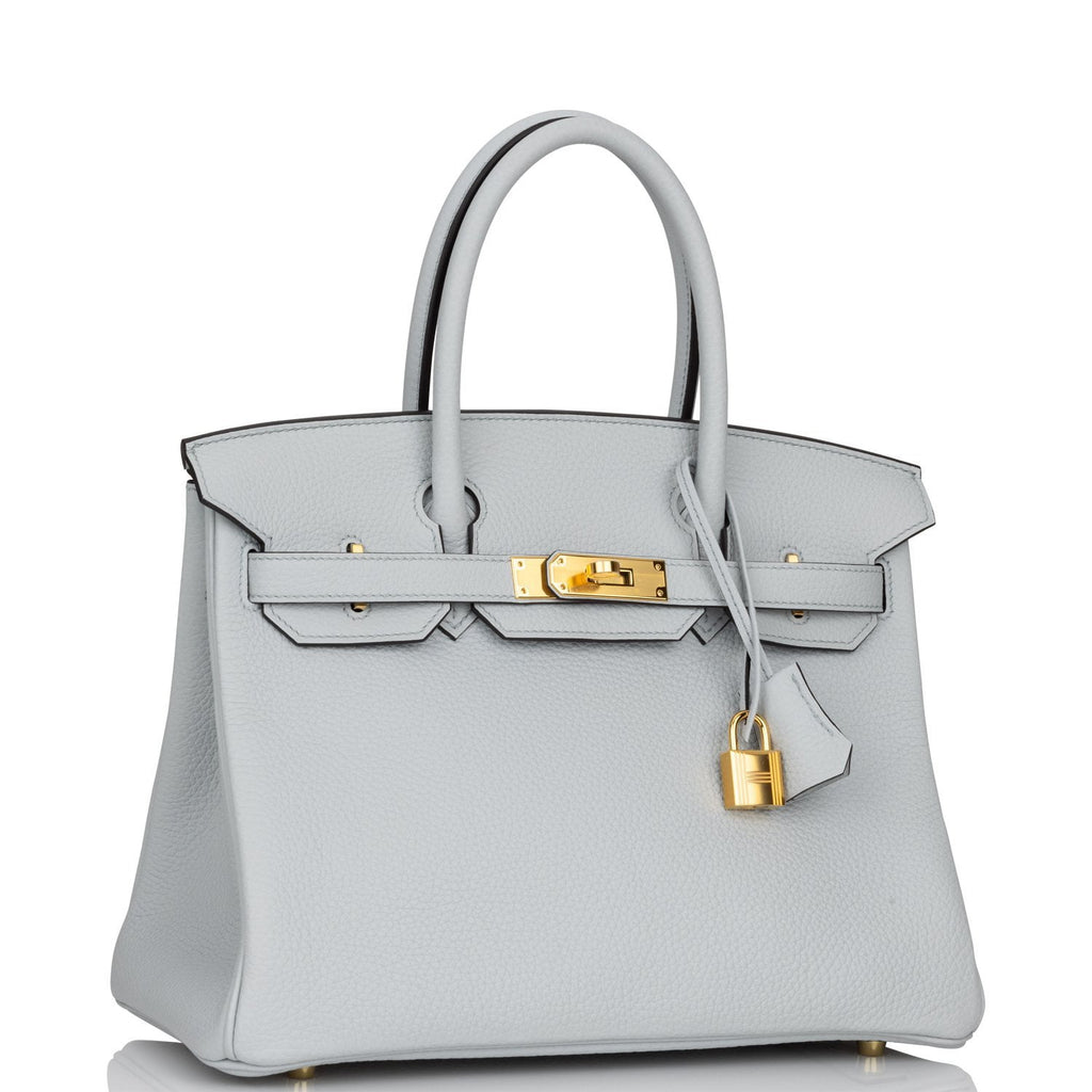 Hermès NEW HERMES BIRKIN HANDBAG 30 PALE BLUE TAURILLON CLEMENCE LEATHER +  BAG BOX ref.447818 - Joli Closet