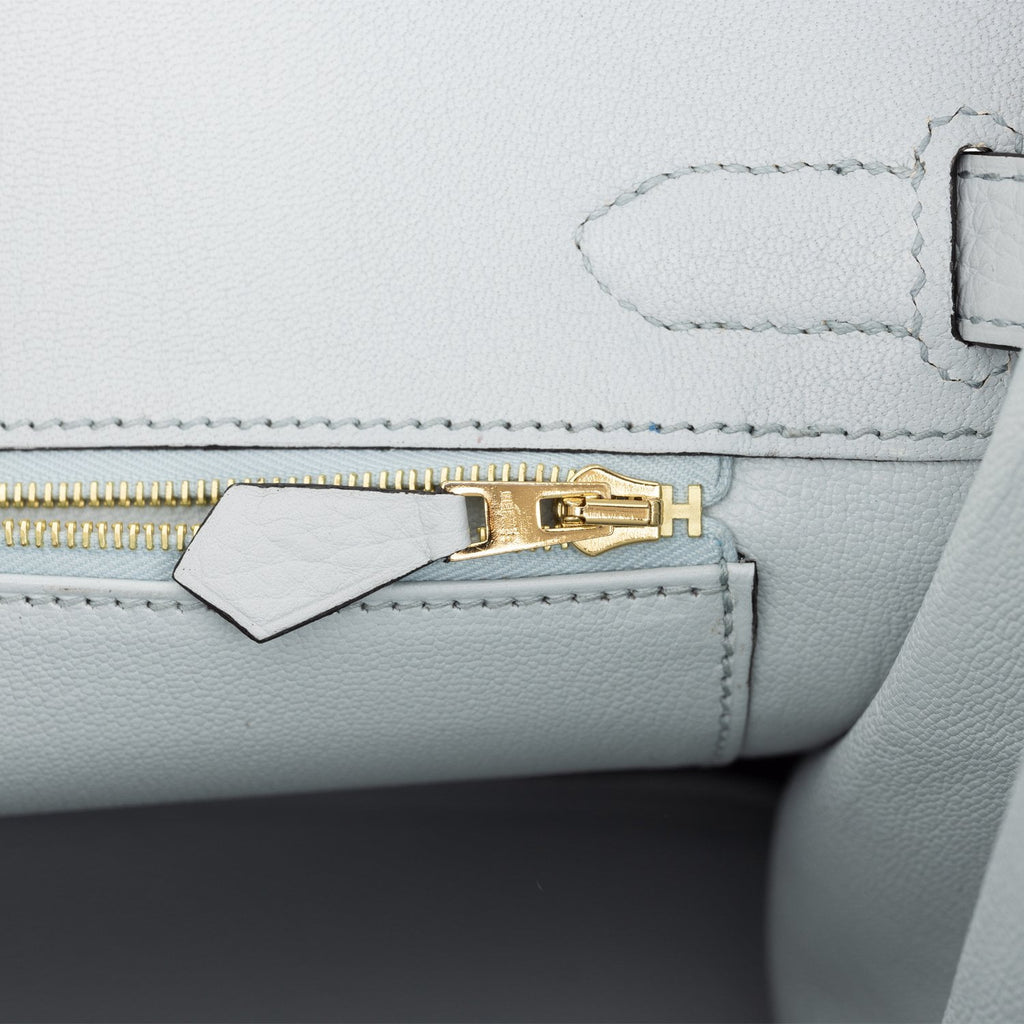 Hermes Birkin Handbag Bleu Pale Clemence with Gold Hardware 30
