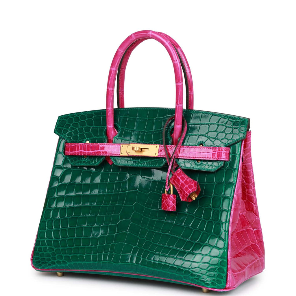 Hermes HSS Birkin 30 Emerald and Rose Scheherazade Shiny Crocodile –  Madison Avenue Couture