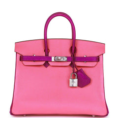 Pre-owned Hermes Special Order (HSS) Birkin 30 Raisin and Rose Sakura Chevre Palladium Hardware Pink/Purple Madison Avenue Couture