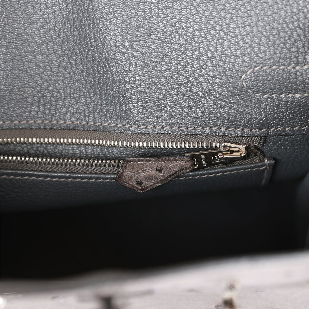 Hermes Birkin 25 Fuchsia Ostrich Bag Palladium Hardware For Sale at 1stDibs