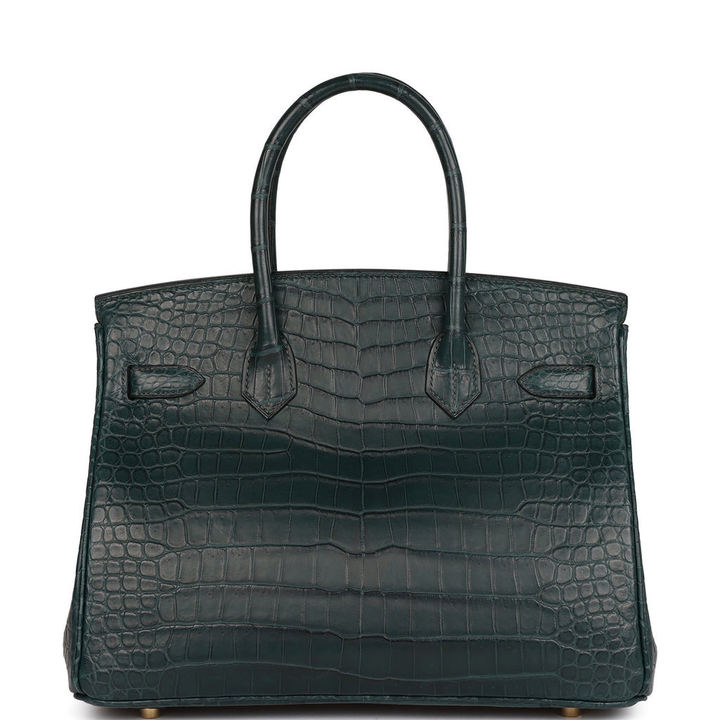 Hermes Birkin 30 Vert D'eau Matte Alligator Bag Gold Hardware For