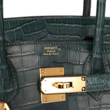 Hermès Birkin 40cm Bag Vert Fonce (Green) - Porosus Crocodile PHW