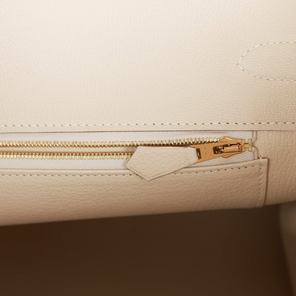 Hermes Birkin 30 Bag Craie Rose Gold Hardware Neutral Beauty • MIGHTYCHIC •  
