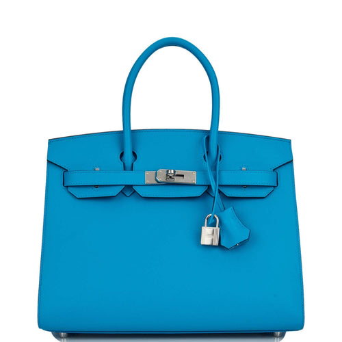 Hermes Birkin Sellier 30 Bleu Frida Madame Palladium Hardware