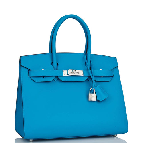 Hermes Birkin Sellier 30 Bleu Frida Madame Palladium Hardware