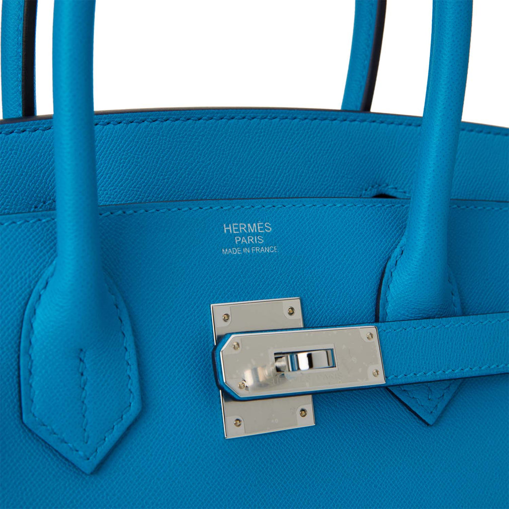Hermes Birkin Sellier 30 Bleu France Epsom Palladium Hardware