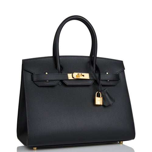 Hermes Birkin Sellier 30 Black Epsom Gold Hardware
