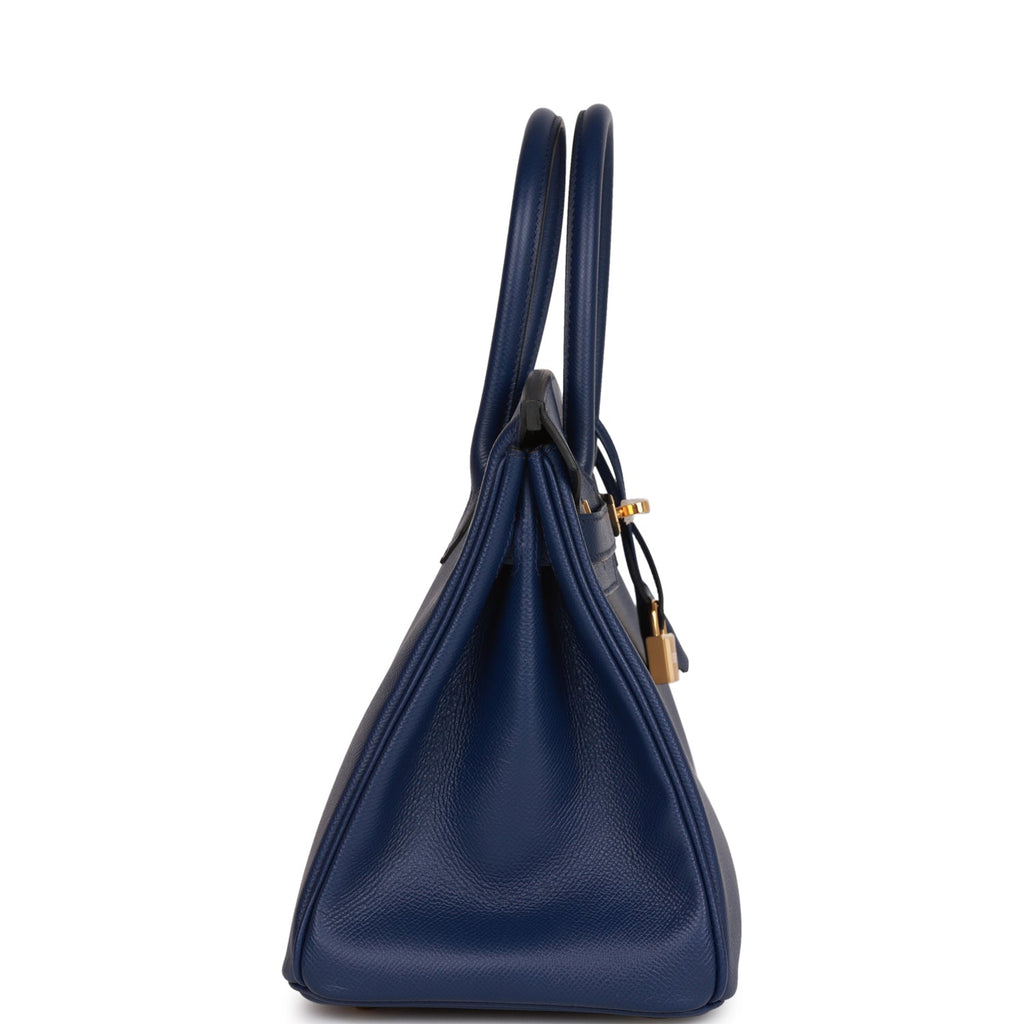 Hermes Birkin 30 Bag Blue Paradis Gold Hardware Epsom Leather • MIGHTYCHIC  • 