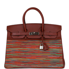 Pre-owned Hermes Birkin 35 Vibrato Rouge H Boxcalf Palladium Hardware