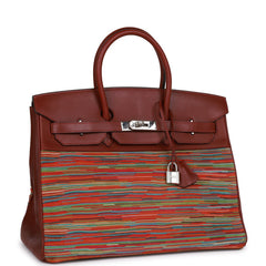Pre-owned Hermes Birkin 35 Vibrato Rouge H Boxcalf Palladium Hardware