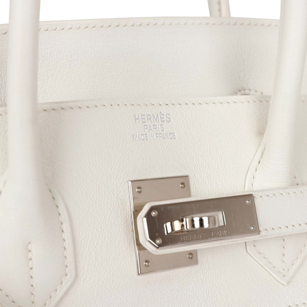 Pre-owned Hermes Birkin 35 White Gulliver and Toile H Palladium