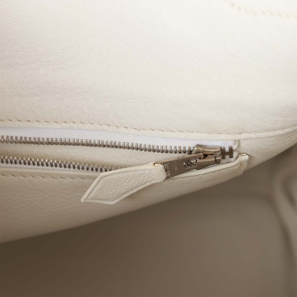 A LIMITED EDITION WHITE SWIFT LEATHER & TOILE SHADOW BIRKIN 35 WITH  PALLADIUM HARDWARE