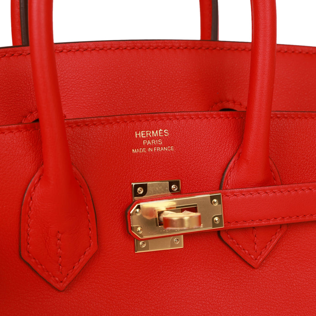 Hermès Dark Red Swift Leather 25 cm Birkin Bag with Gold Hardware