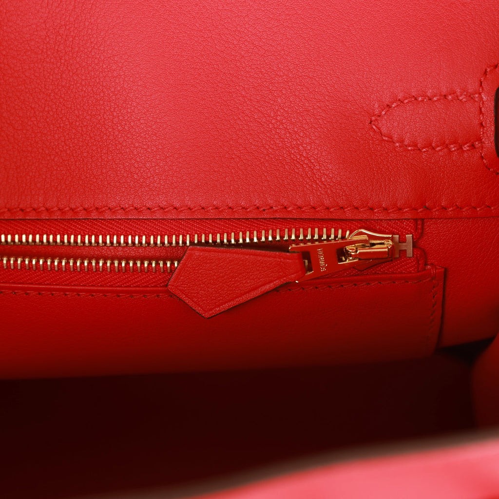 Hermès Dark Red Swift Leather 25 cm Birkin Bag with Gold Hardware
