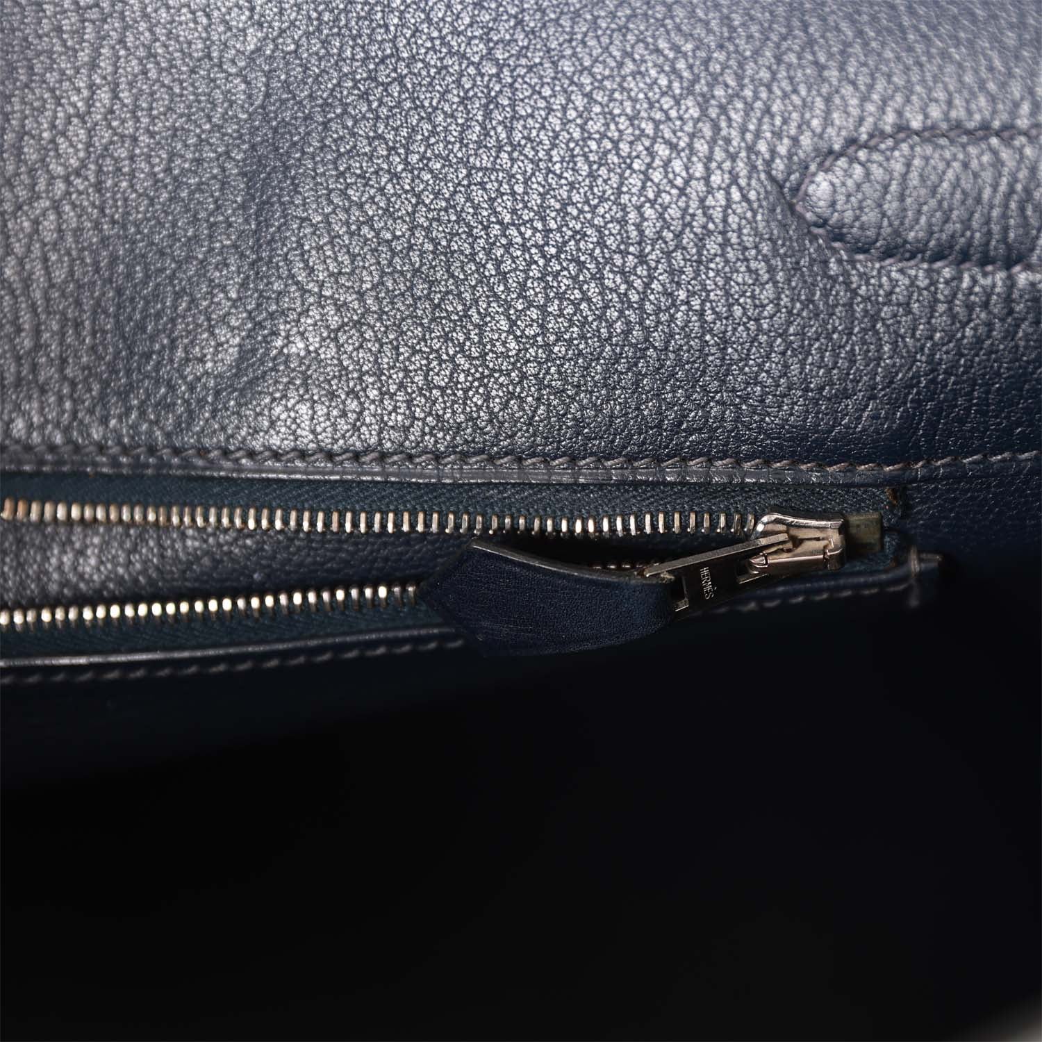 Vintage Hermes Birkin 35 Bleu Navy Box Palladium Hardware – Madison ...