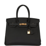 Hermes Birkin 30 Black Togo Gold Hardware