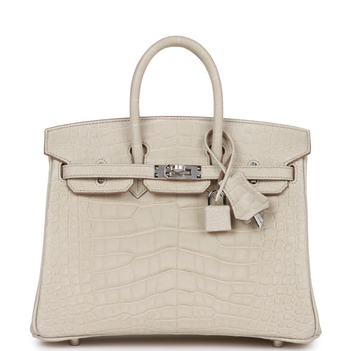 Hermes Birkin 25 Beton Matte Alligator Palladium Hardware