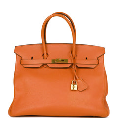 Hermès Birkin 35 Orange Leather Handbag (Pre-Owned)
