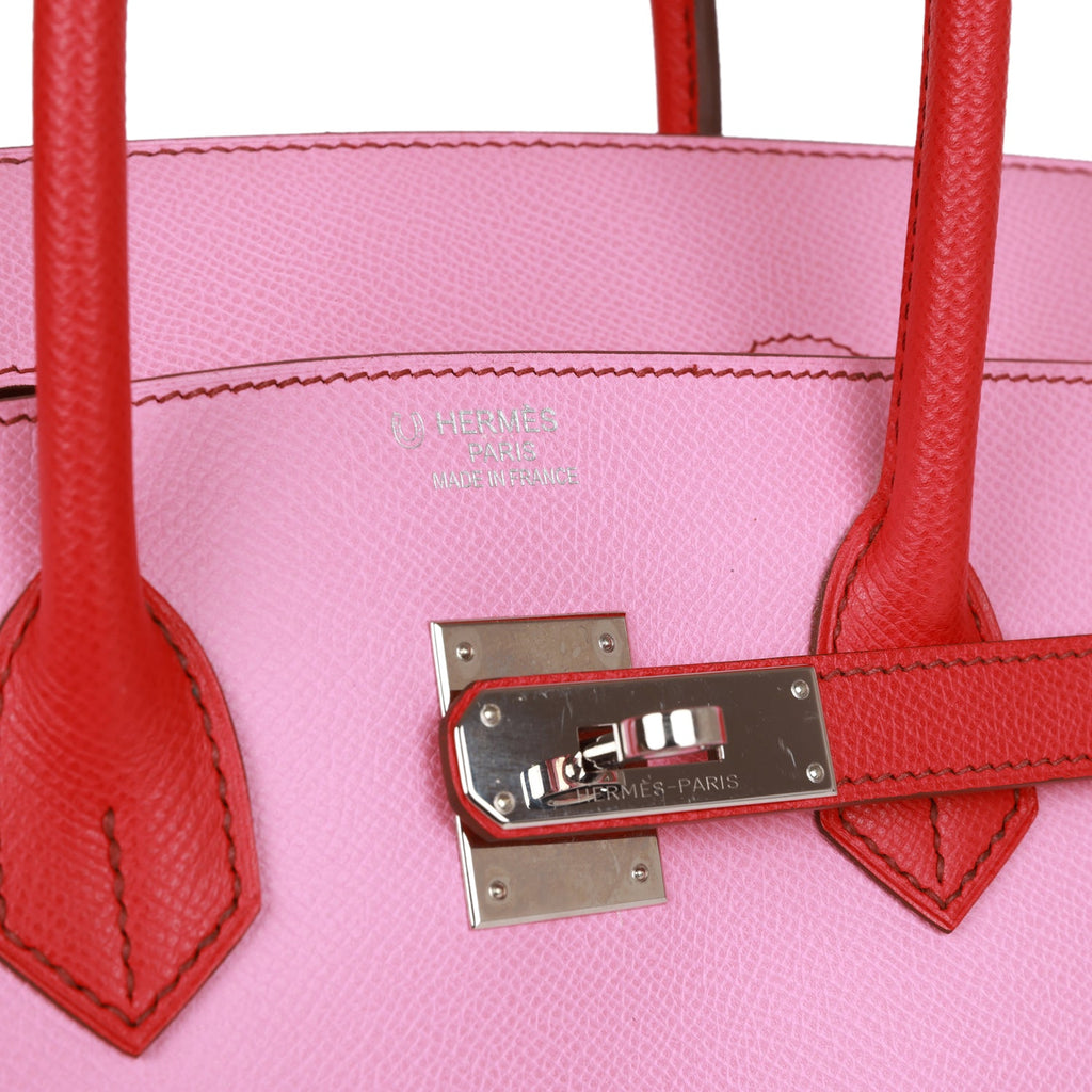 Hermes Candy Birkin bag 35 Rose tyrien Epsom leather Silver