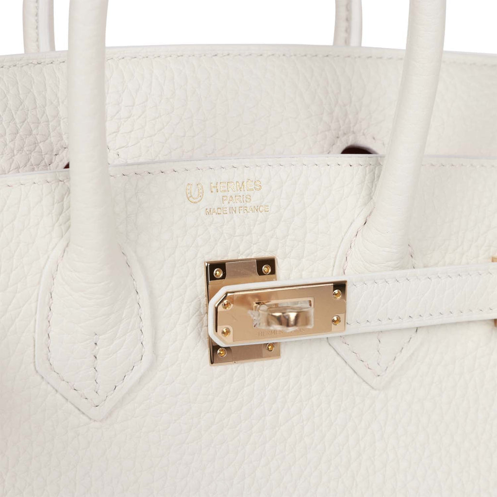 Birkin 25 HSS Rose Sakura & White Clemence Leather Bag – Soho Parì