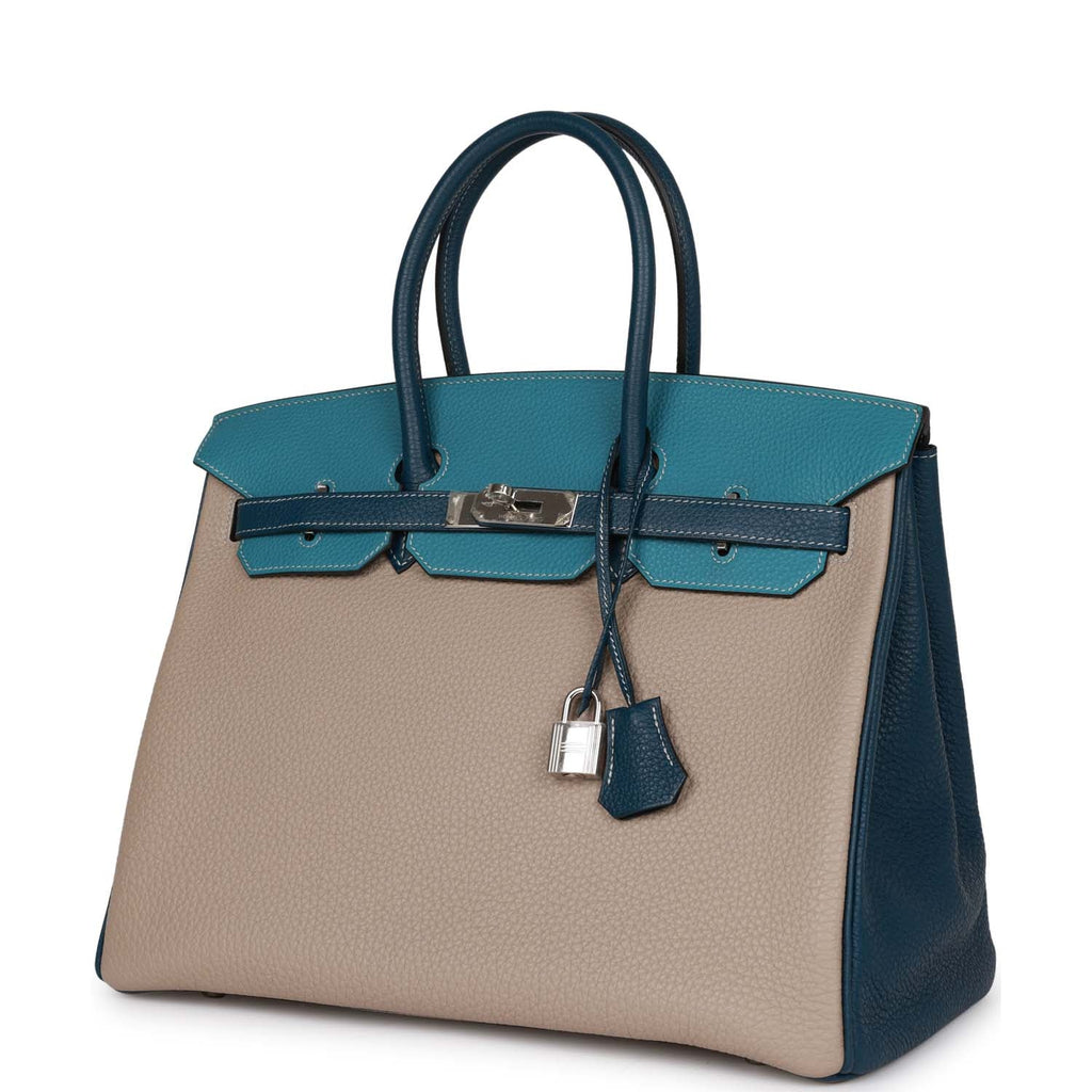 Hermès Horseshoe Stamp (HSS) Bicolor Bleu Electrique and Bleu Hydra 35cm of  Clemence Leather with Brushed Palladium Hardware, Handbags & Accessories  Online, Ecommerce Retail
