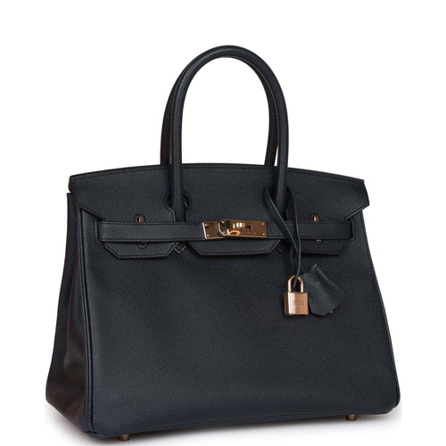 Pre-owned Hermes Birkin 30 Bleu Indigo Epsom Rose Gold Hardware