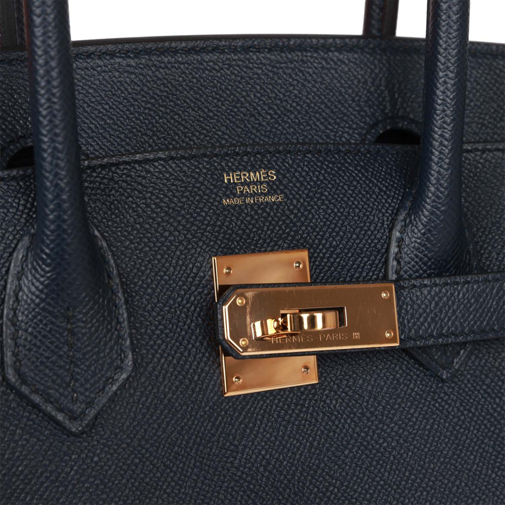 Pre-owned Hermes Birkin 30 Bleu Indigo Epsom Rose Gold Hardware