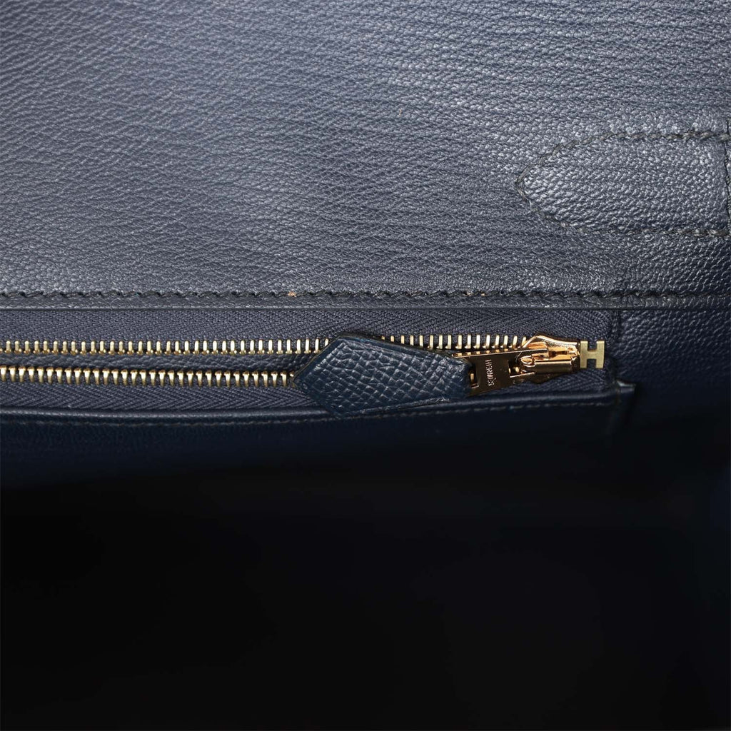 Hermes Birkin Bag 30cm Indigo Deep Navy Blue Epsom Rose Gold