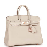 Hermes Birkin 25 Craie Togo Rose Gold Hardware