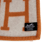 Hermes "Classic Avalon" Ecru and Orange H Blanket
