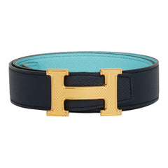 Authentic HERMES Constance H gold buckle reversible brown and navy 75cm size 95 NEW Hermes GOLD Constance H Men Belt & Reversible  main image 2